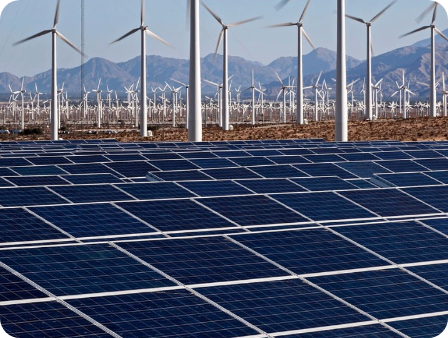 Solar panels and wind turbines